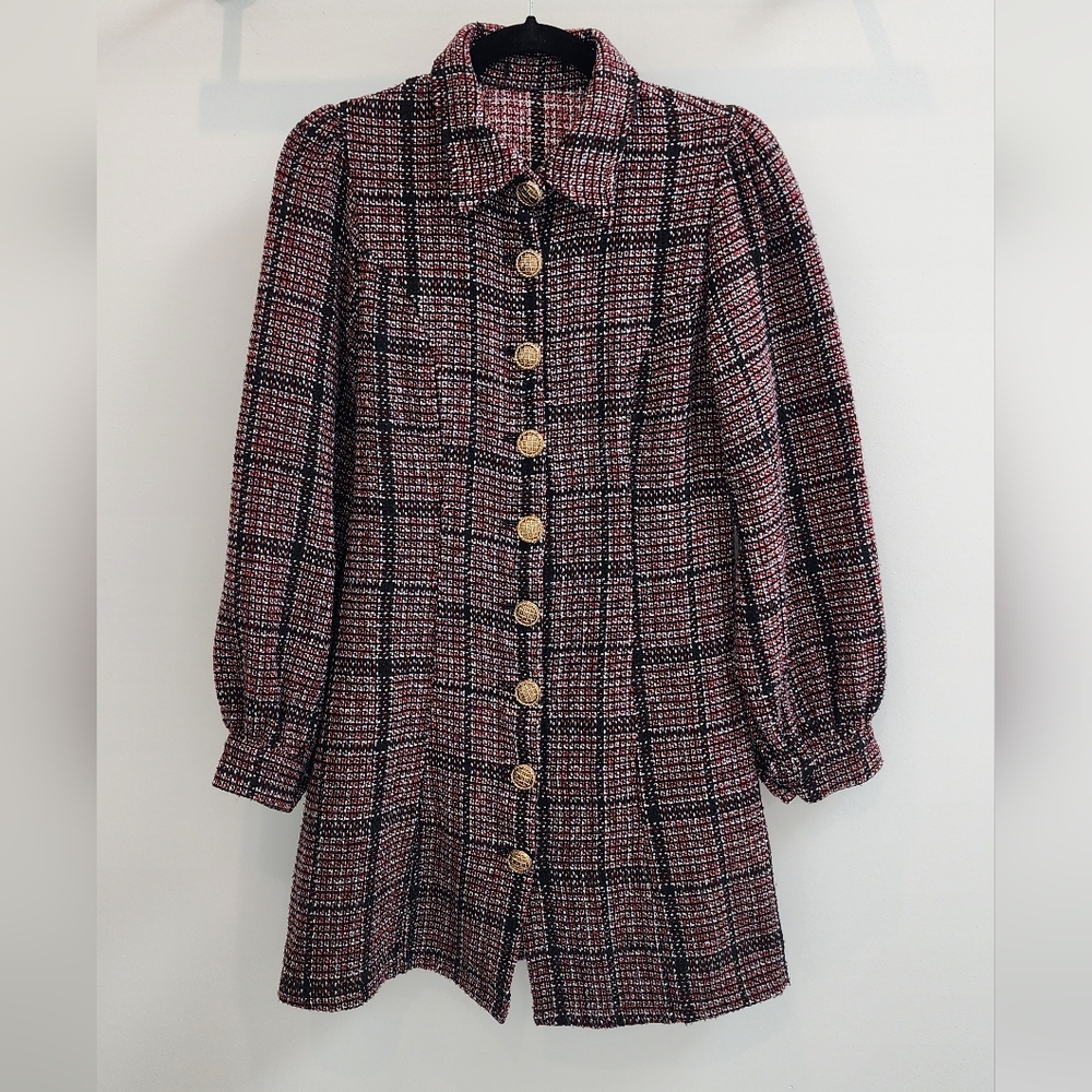 Shein Plaid Button Dress